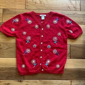 Vtg Claudia B embroidered floral cardigan sweater